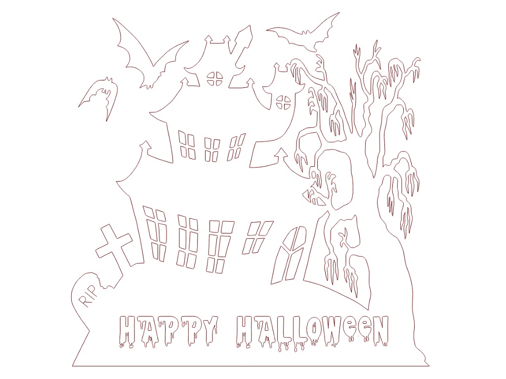 Laser Cut Wooden Haunted House Sign Halloween Wall Decor DXF File Free ...