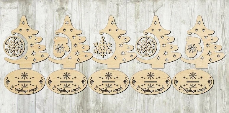 Christmas Tree Ornament Holder with Hanging Ornaments Collection Laser Cut File