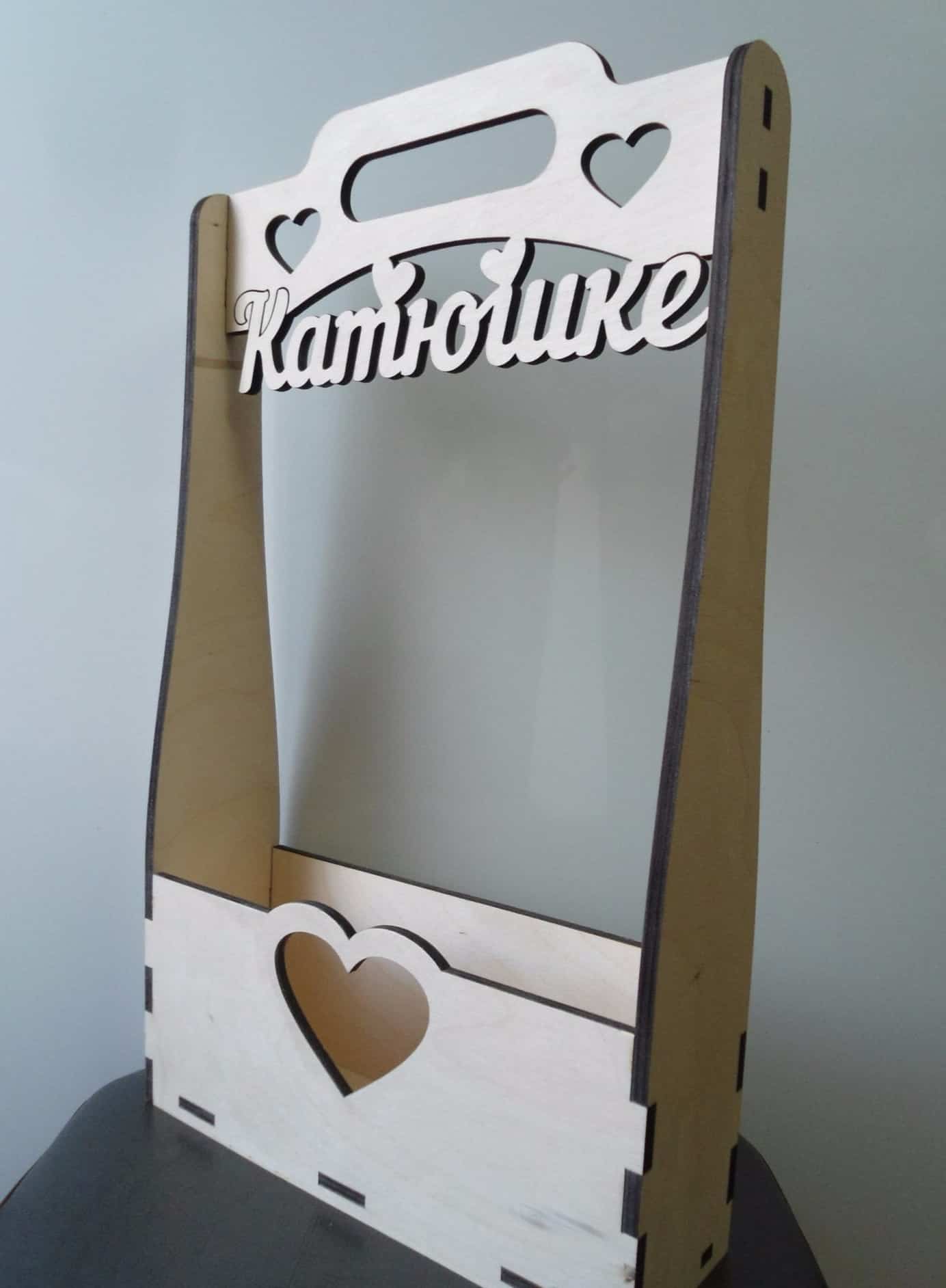 Wooden Flower Packaging Bag Basket with Hearts Laser Cut File