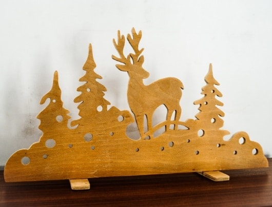 Christmas Tree Stand with Deer Tabletop Decor Laser Cut File