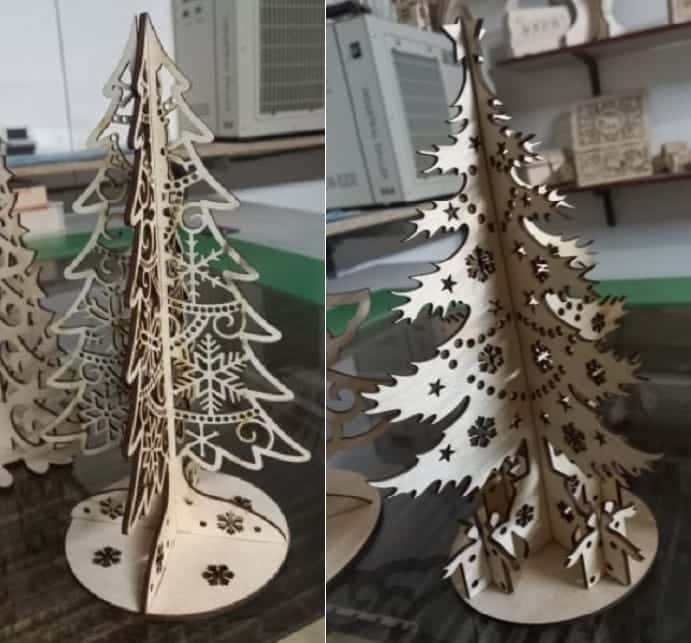 Snowflake Pattern 3D Wooden Christmas Trees Decor Laser Cut File