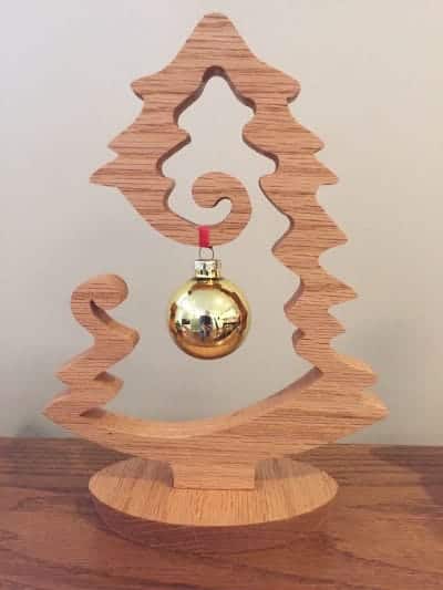Cool Tabletop Christmas Tree with Single Ornament Hanging Laser Cut File