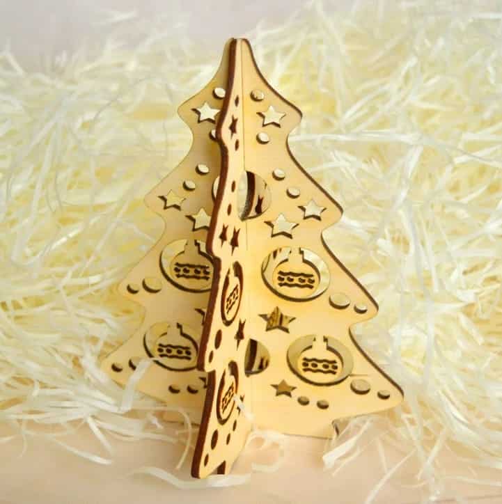 Wooden Mini Interlocking Christmas Tree Tabletop Decor Laser Cut File