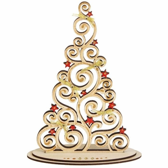 Vine Pattern Christmas Tree Decor with Little Stars Laser Cut File