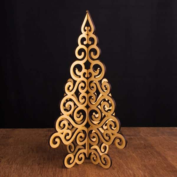 Twirly Curly Interlocking Standing Wooden Christmas Tree Laser Cut File