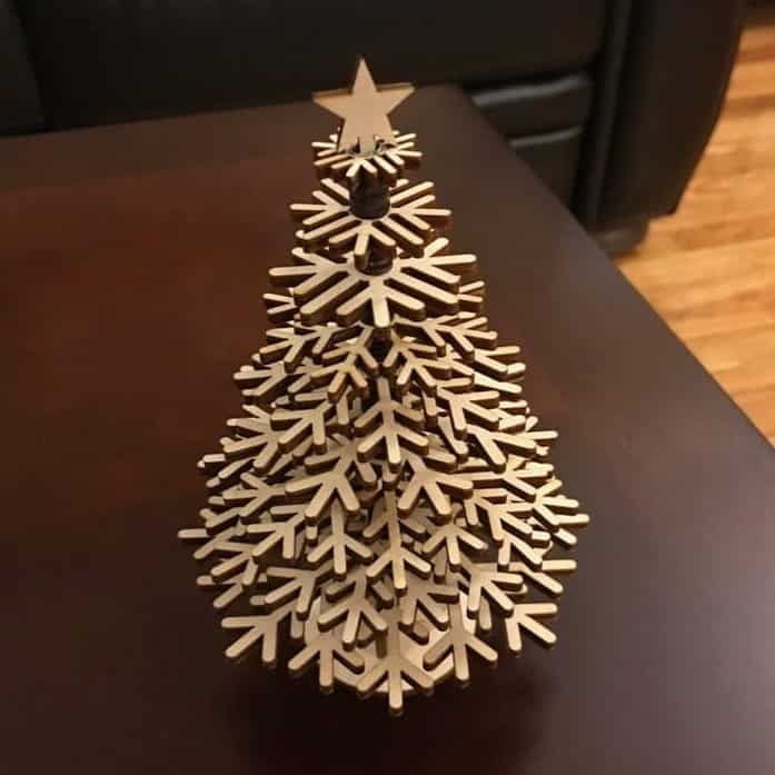 Wooden Snowflake Christmas Tree with Star Laser Cut File