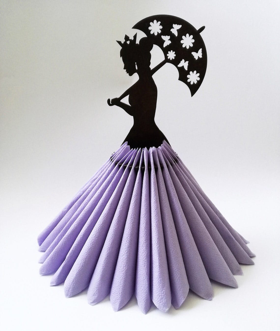 Crown Princess Holding Umbrella Napkin Holder Laser Cut File