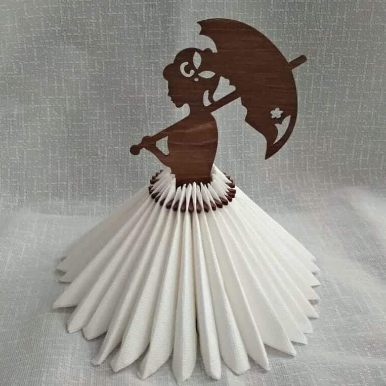 Woman Holding Umbrella Wooden Napkin Holder Laser Cut File