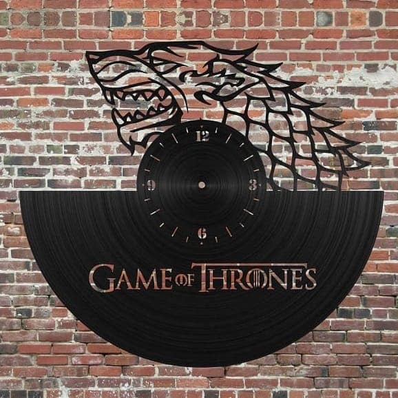 House Stark Game of Thrones Vinyl Record Wall Clock Laser Cut File