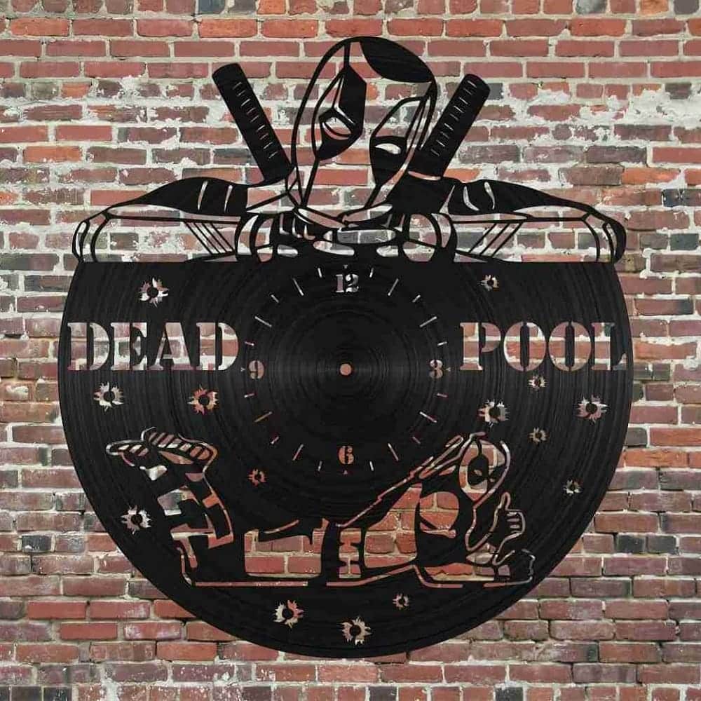 Mister Pool Deadpool Vinyl Record Wall Clock Laser Cut File
