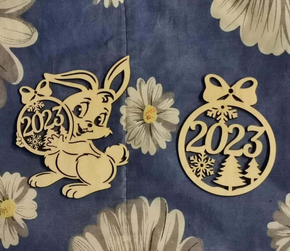 New Year Bunny 2023 Hanging Decoration Laser Cut File
