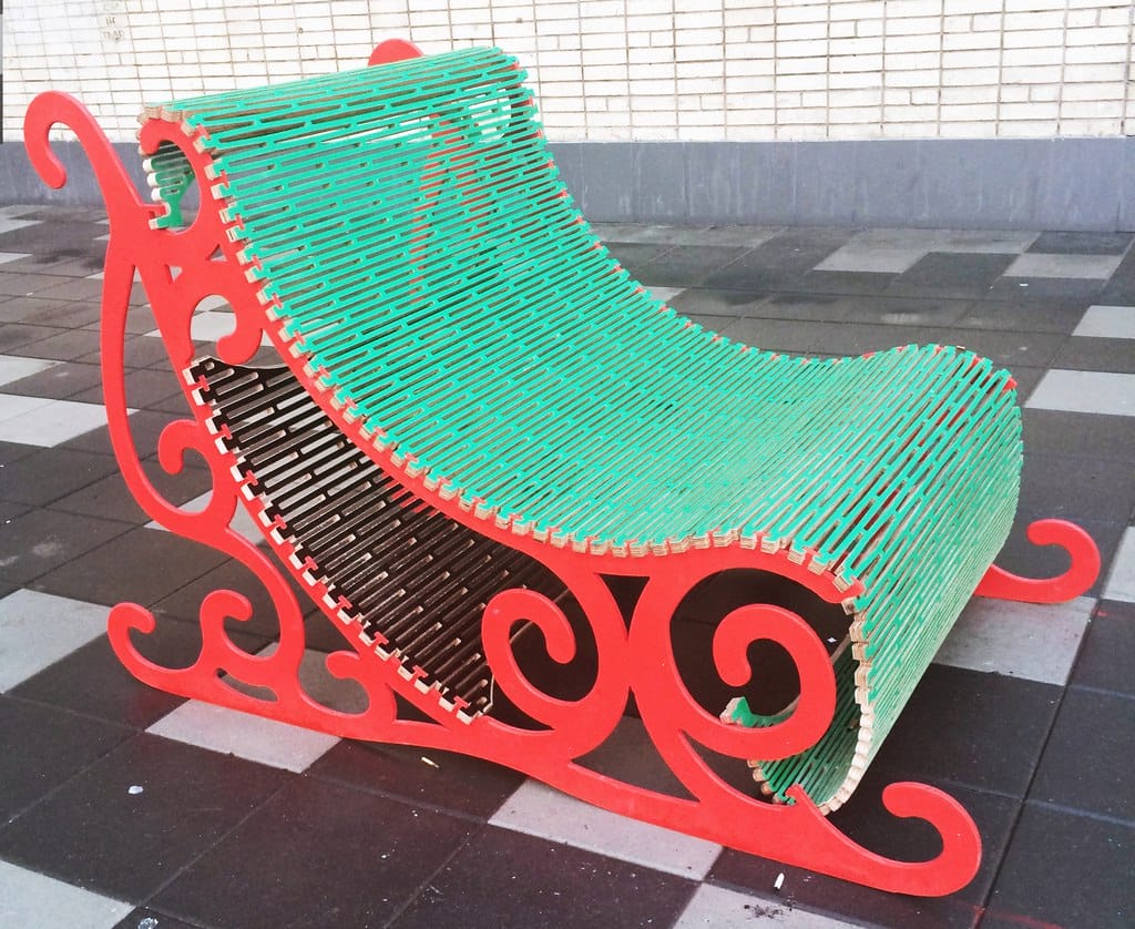 Living Hinge Santa Sleigh Chair 12mm Laser Cut File
