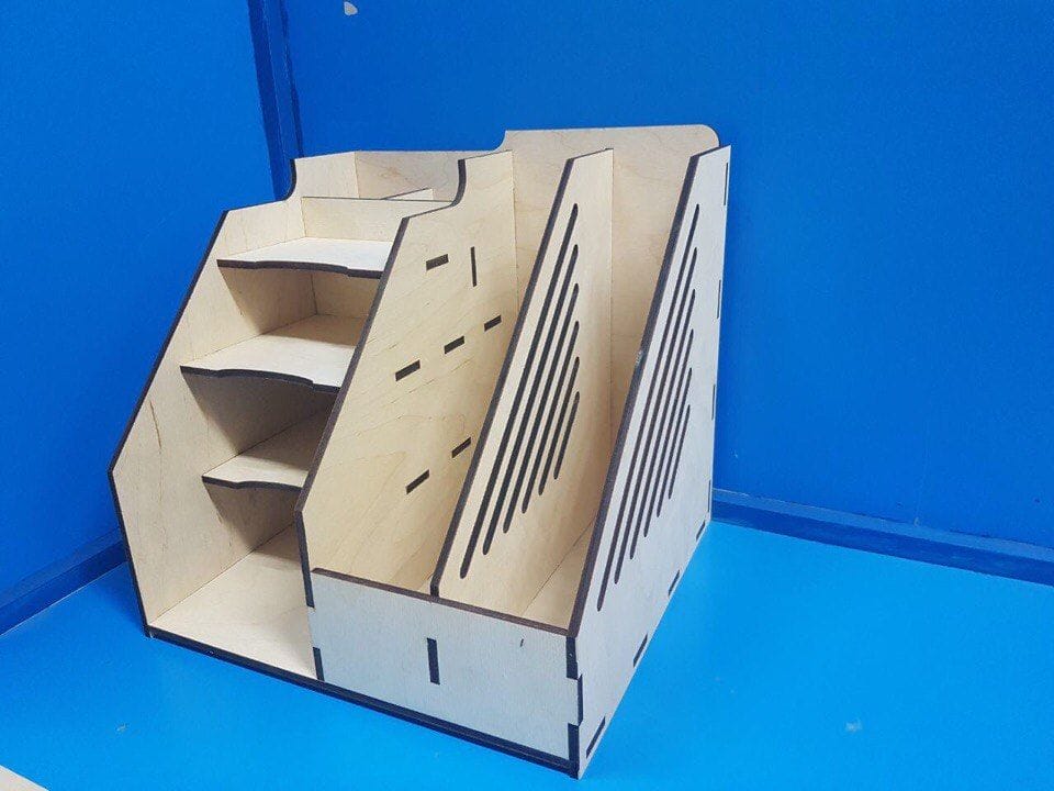 File Folder Rack with Shelves Desk Organizer Laser Cut File