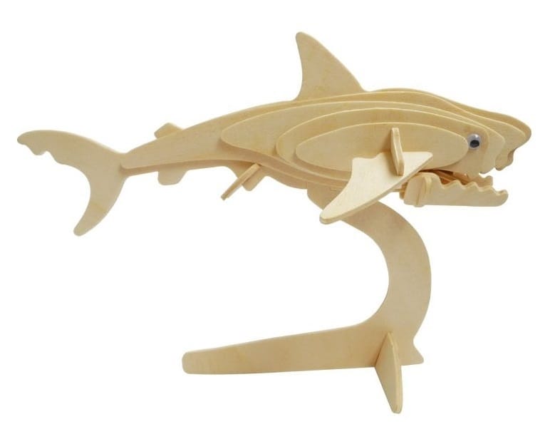 Shark Fish on Stand 3D Wooden Model Kit Laser Cut File