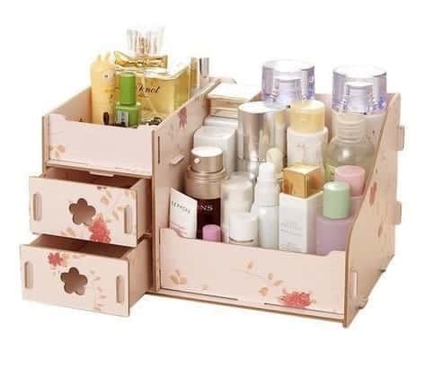 Wooden Makeup Organizer with Drawer Box Laser Cut File