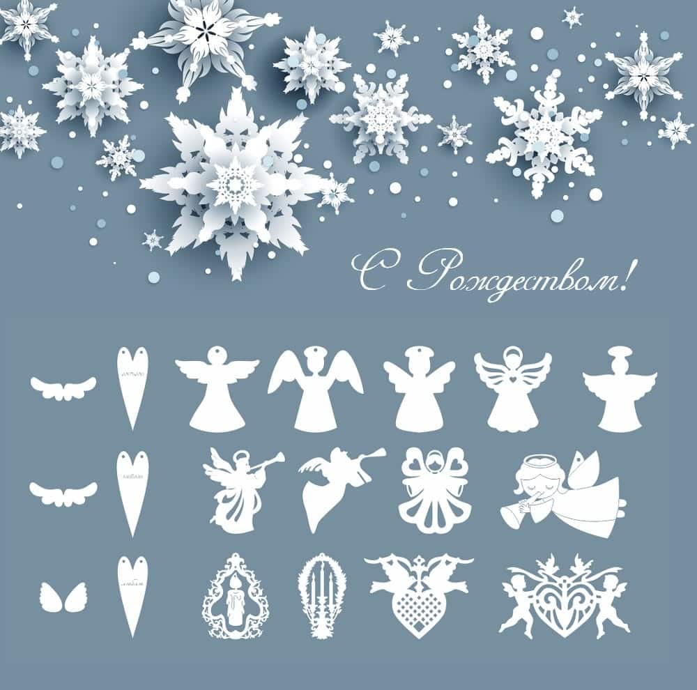 Wooden Christmas Angel Figurine Ornament Collection Laser Cut File