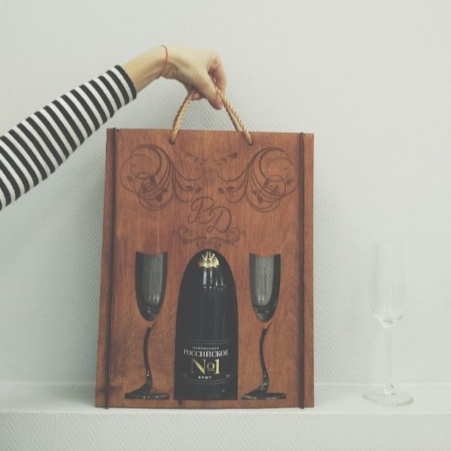 Champagne Bottle and Glass Gift Box Laser Cut File