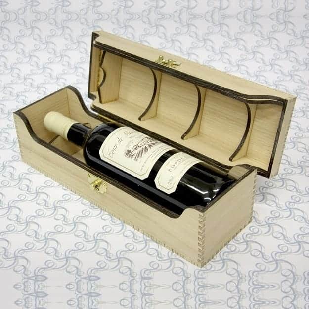 One Bottle Elegant Hinged Wooden Wine Box Laser Cut File