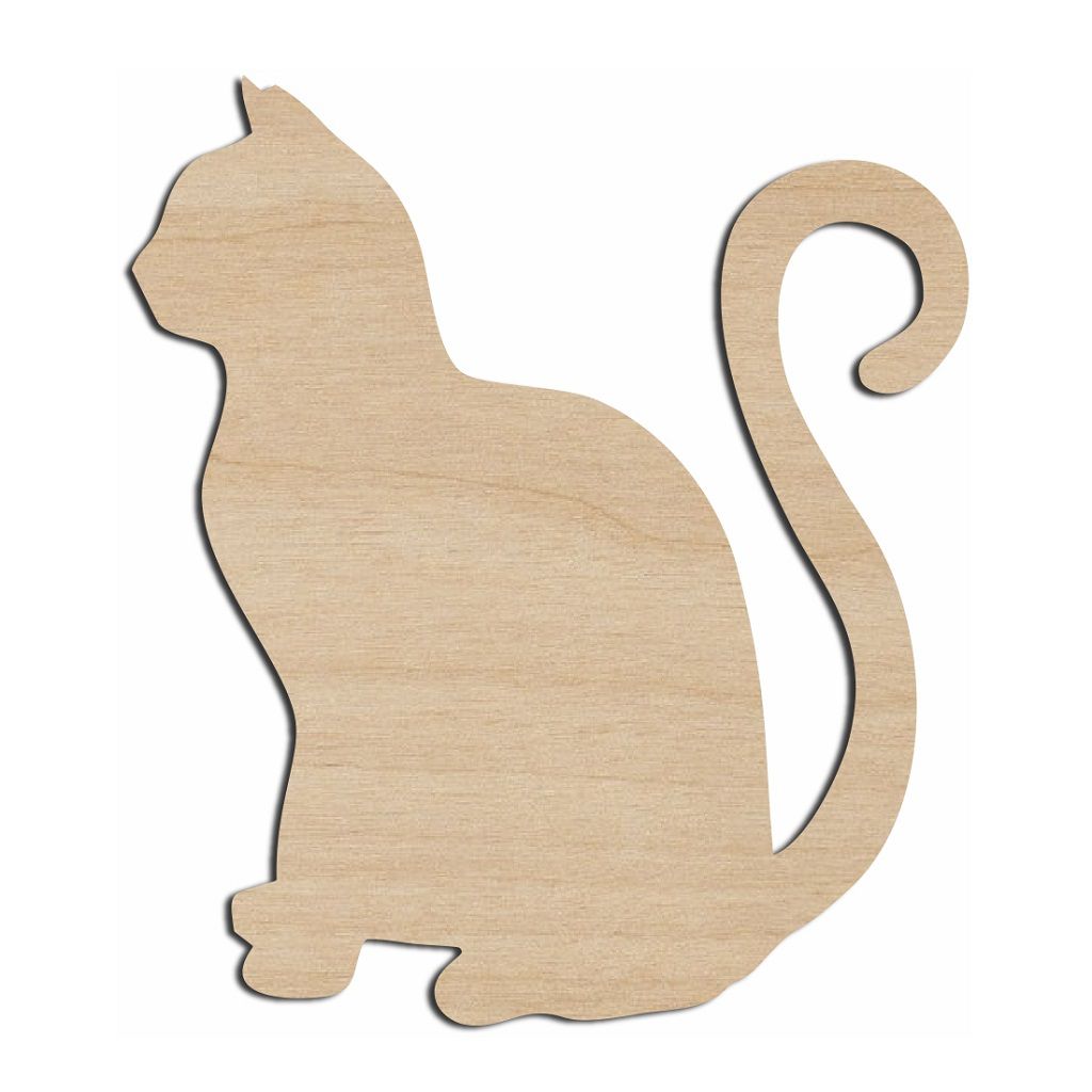 Cat Sitting Tail Up Cut Out Wood Plaque Sign Wood Craft Laser Cut AI ...