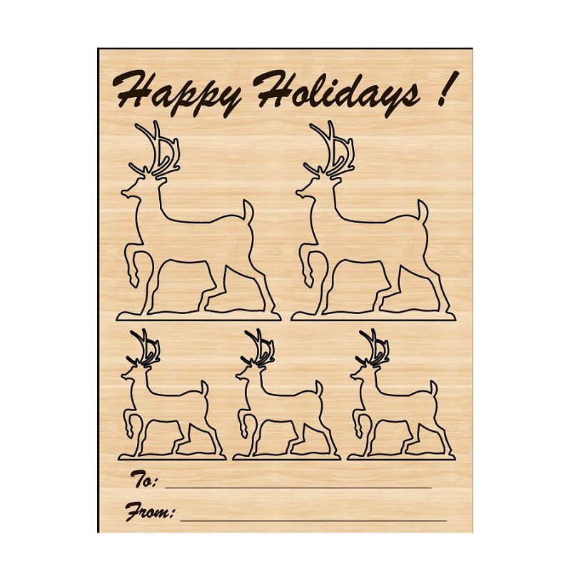 Christmas Deer for Craft Card Laser Cut CDR File Free Download | Vecty