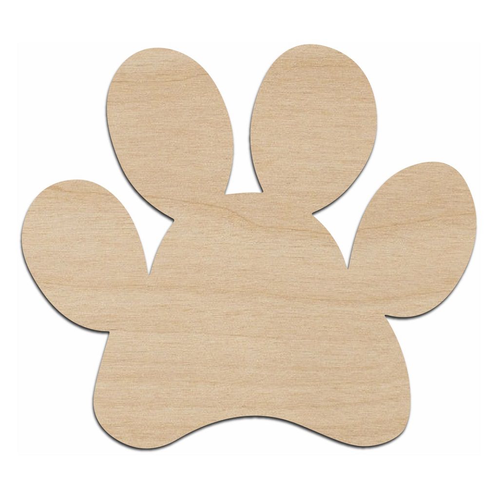 Dog Paw Print Wood Cutout Shape for Craft Laser Cut AI CDR DXF PDF SVG