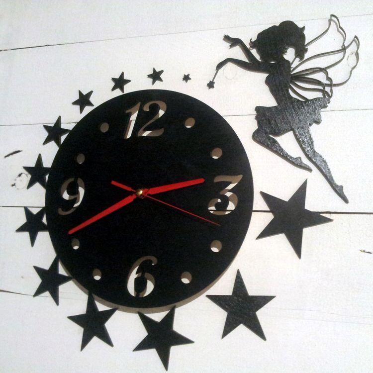 Fairy Wooden Wall Clock Laser Cut CDR File Free Download | Vecty