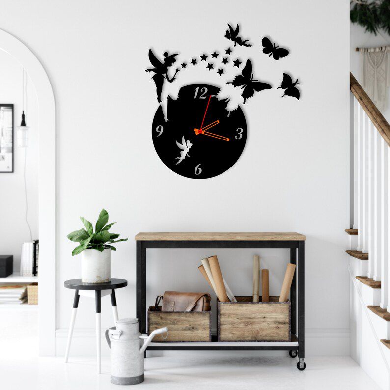 Fancy Fairy Wall Clock for Drawing Room Decor Laser Cut CDR DXF File ...