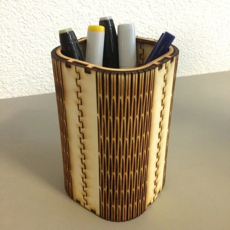 Laser Cut FlexiRoast Wooden Pen Stand CDR DXF File Free Download | Vecty