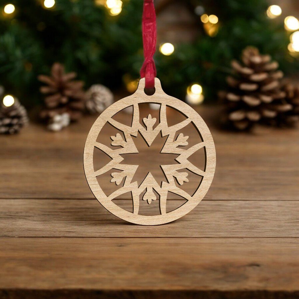 Laser Cut Snowflake Bauble Hanging Decoration CDR DXF EPS SVG File Free ...