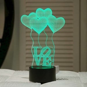 3D Romantic Love Heart Balloon Acrylic LED Lamp Laser Engraving FIle