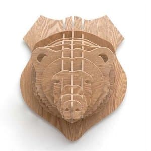 3D Wooden Bear Head Puzzle Wall Decor Laser Cut File