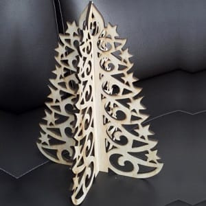 3D Wooden Christmas Tree with Stars Decor Laser Cut File