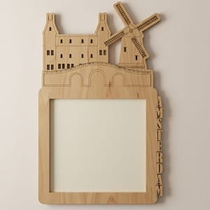 Amsterdam Photo Frame Laser Cut Canal Houses and Windmill Design