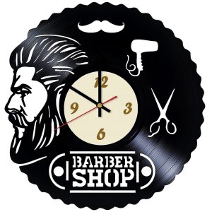 Barber Shop Sign Vinyl Record Wall Clock Laser Cut File