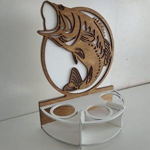 Bass Fish Glass Holder Laser Cut Wooden Glass Stand