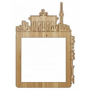 Berlin Wooden Photo Frame Laser Cut Brandenburg Gate and TV Tower Design