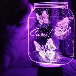 Butterfly in Jar 3D Illusion Lamp Laser Engraving File