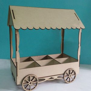 Candy Trolley Dessert Cart with 6 Compartments Laser Cut File