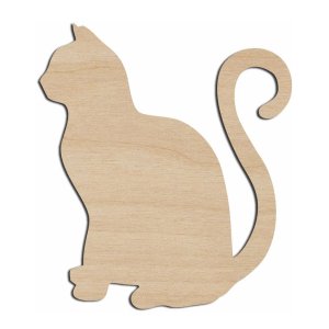 Cat Sitting Tail Up Cut Out Wood Plaque Sign Wood Craft Laser Cut File