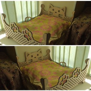 Cat Themed Bed Laser Cut Plywood Bed for Feline Friend Layout File