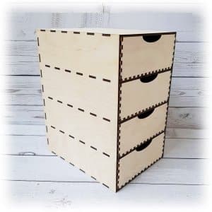 Chest of Drawers with 4 Drawers 3mm 20x15x25cm Laser Cut File