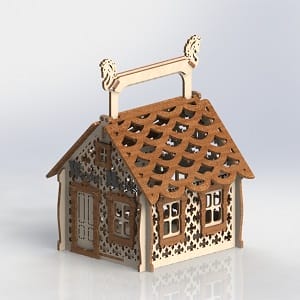 Christmas Candy House with Horse Handle Laser Cut File