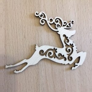 Christmas Ornament Jumping Deer with Swirl Cutout Pattern Laser Cut File