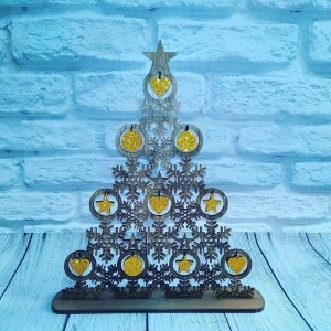 Christmas Tree Made of Snowflakes Display Stand for Baubles Laser Cut File