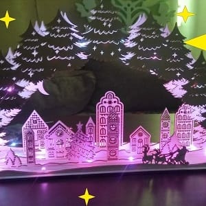 Christmas Village Night Light Decor Laser Cut File