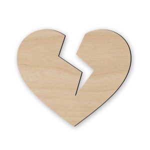 Cracked Heart Wood Cutout Shape Laser Cut File