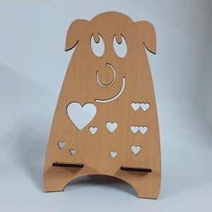 Cute Animal Phone Holder Stand with Love Hearts Cutout Pattern Laser Cut File