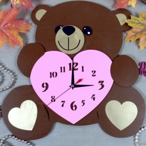 Cute Bear Holding Heart Clock with Stand Laser Cut File