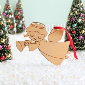Cute Little Christmas Angel with Trumpet Laser Cut File