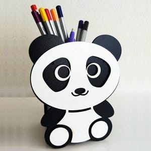 Cute Panda Pen Holder Box for Kids Laser Cut File